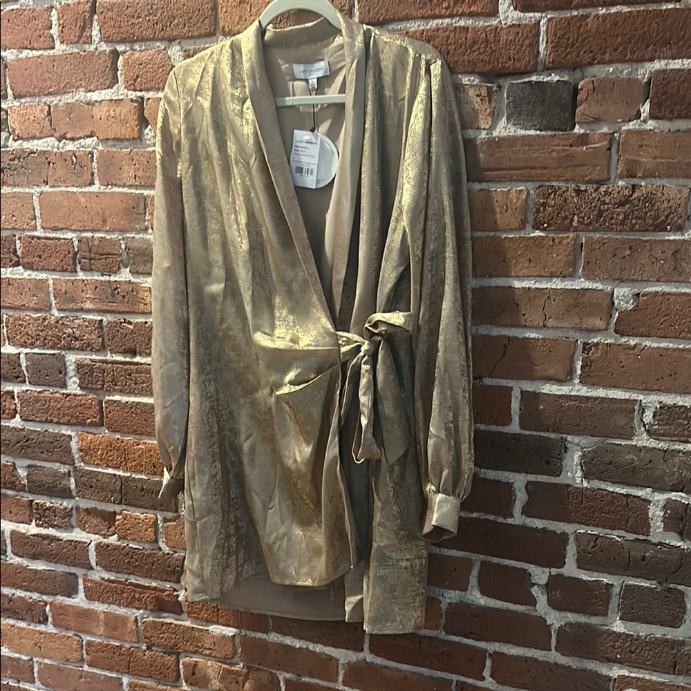 Gold Metallic Wrap Blazer